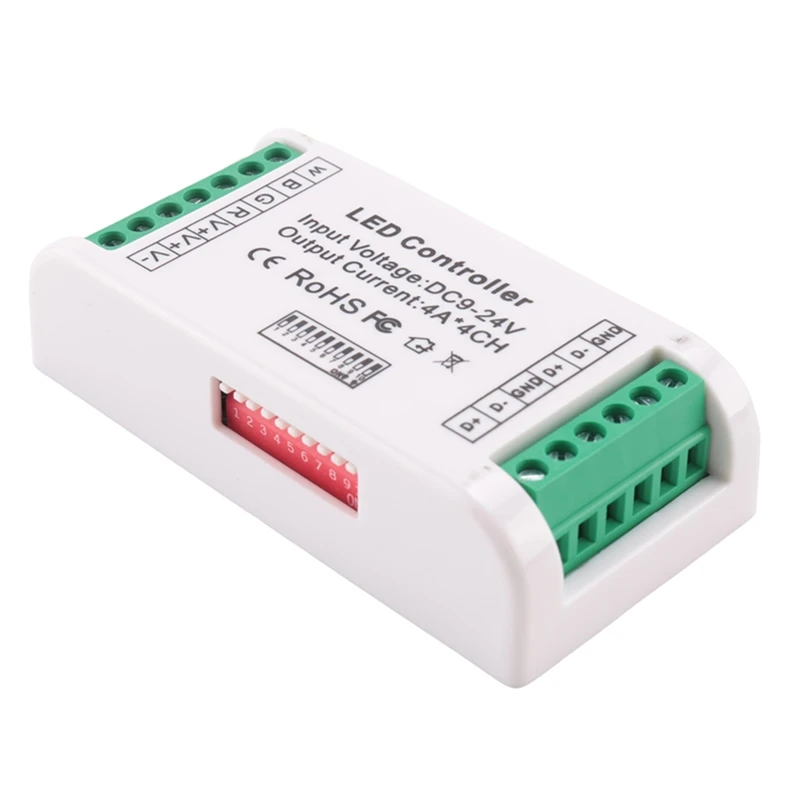 4X Mini 4 Channel DMX RGBW Decoder 16A RGB RGBW Strip Controller DMX 512 Dimmer Driver For LED Strip Lights DC9-24V