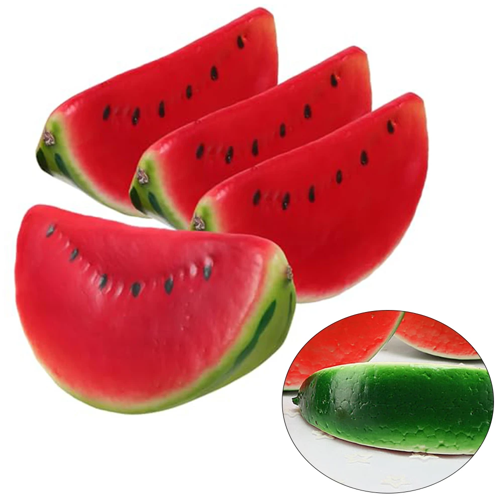 4pcs Artificial Watermelon Foam Fruit Slices Model Decoration Photography Props Home Window Display Decoration