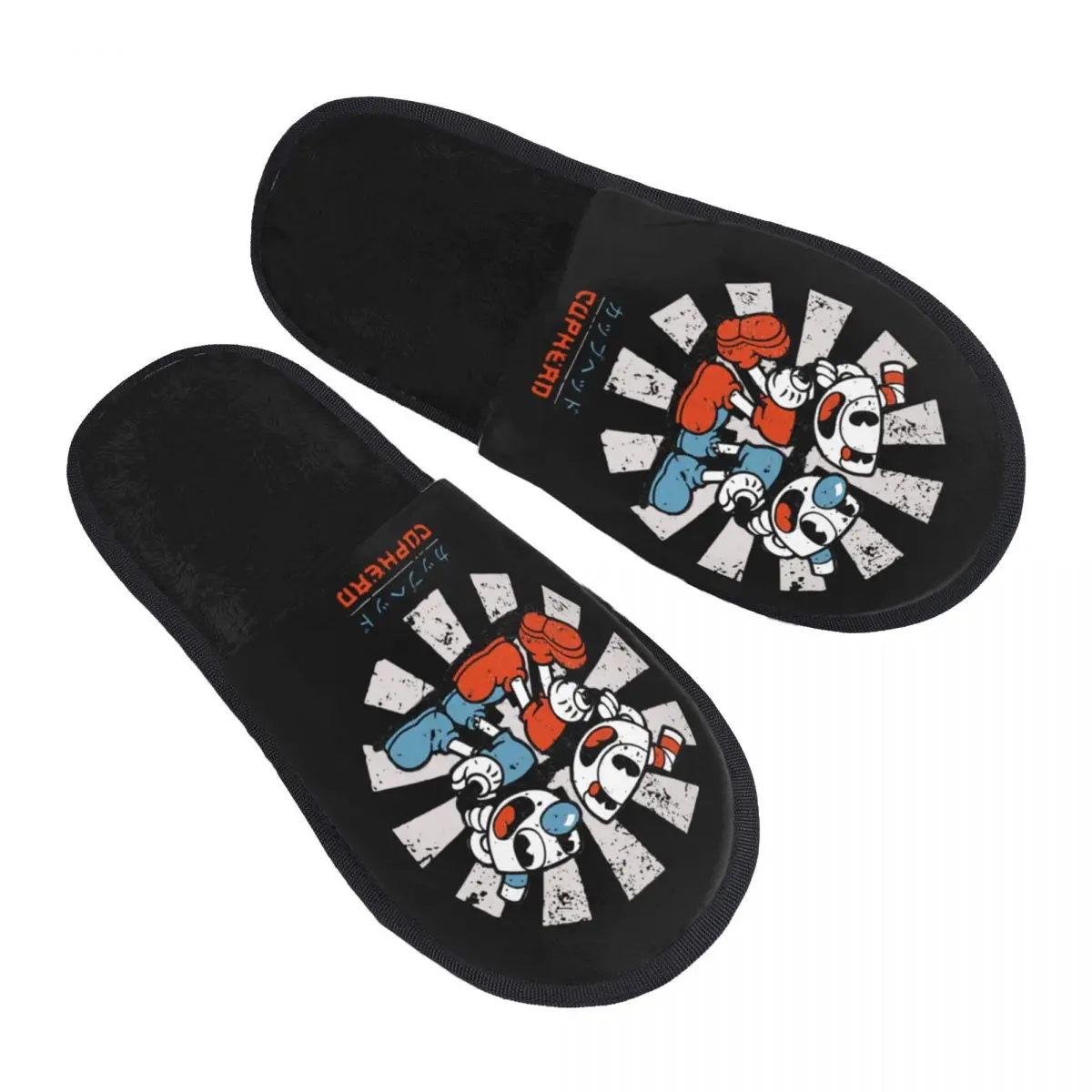 

Winter Slippers Retro The Cuphead Accessories Household Fur Slides Slippers Bedroom Game Anime Soft Non Slip Slides