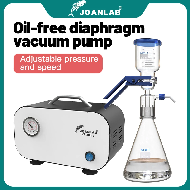 JOANLAB ปั๊มสูญญากาศไดอะแฟรมไร้น้ํามัน ปั๊มกรองห้องปฏิบัติการ ปั๊มแรงดันลบแบบพกพา อุปกรณ์ห้องปฏิบัติการความดันที่ปรับได้ 1