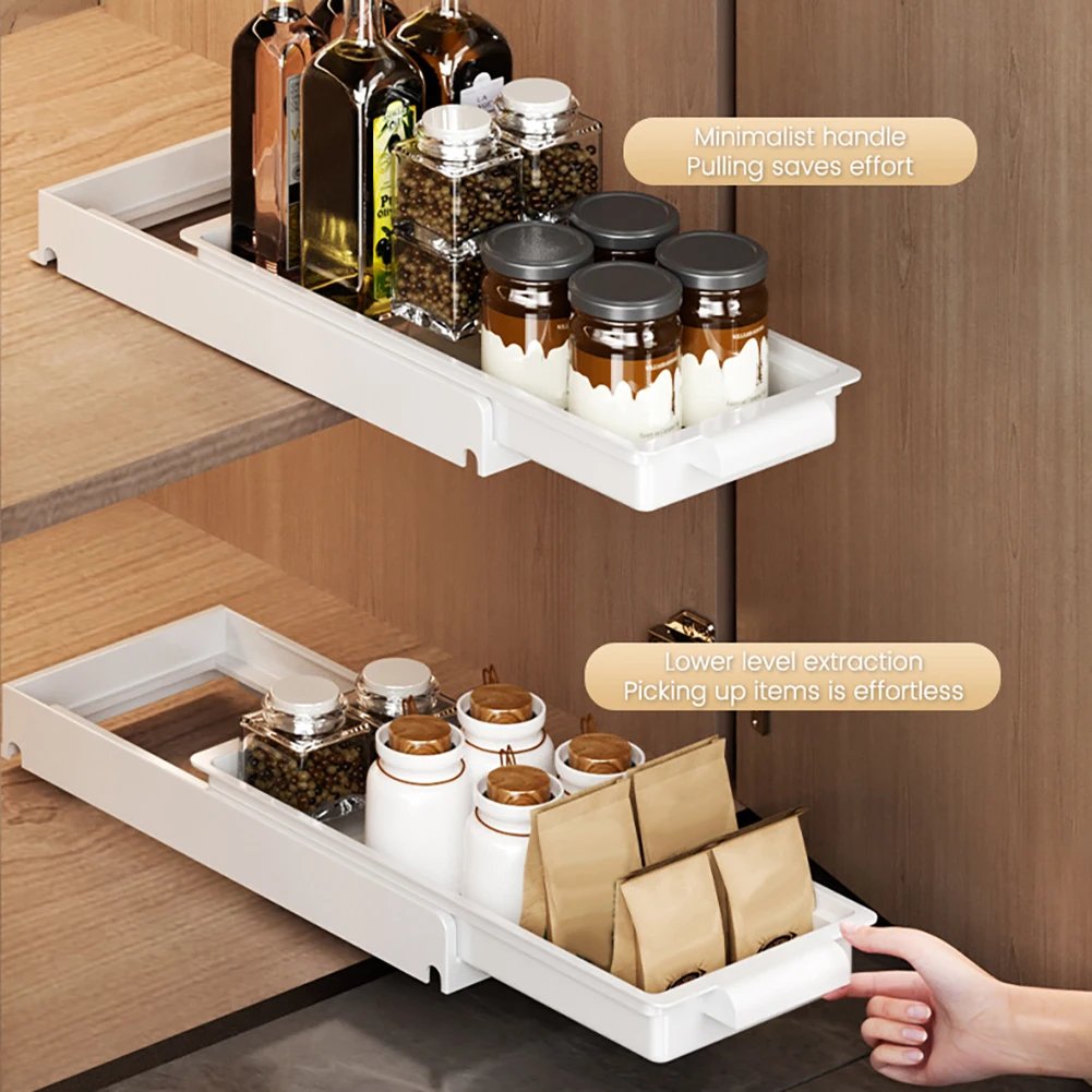 Pull Out Dish Racks Kitchen Under Sink Organizer, Cabinet Slide Out Dish Drying Rack With Drainboard, Carbon Steel Sliding Drawe