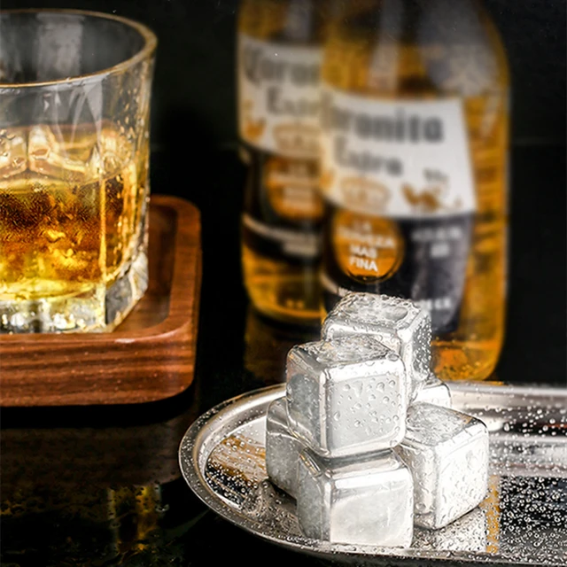 Cubitos de hielo de acero inoxidable 304, cubos de hielo reutilizables,  piedras enfriadoras para vino, cerveza, Vodka, whisky, bebidas de vino,  herramientas de barra de paso de prueba SGS - AliExpress