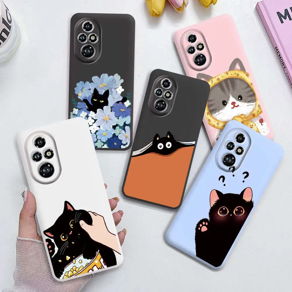 Cute Black Cat Cartoon Case - Soft Back Shell Cover