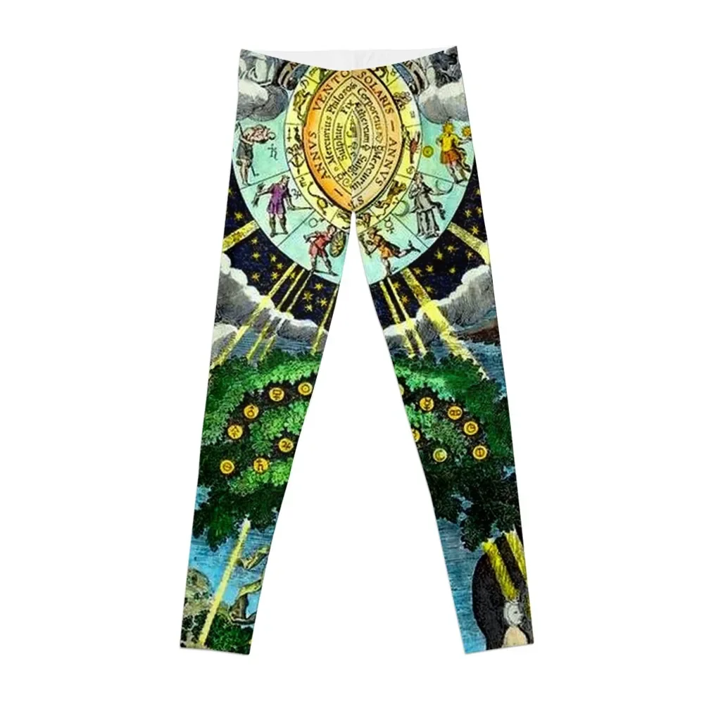 

ALCHEMICAL HERMETRIC and MYSTICAL EMBLEMS PRINT Leggings legings for fitness Women's sports Women's fitness Womens Leggings