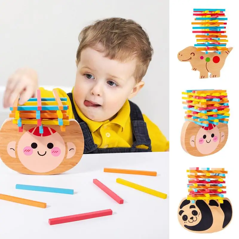 

Wooden Stacking Toys Innovative Wood Animal Toys Fine Motor Skills Learning Games Interactive Building Toy Eco-Friendly
