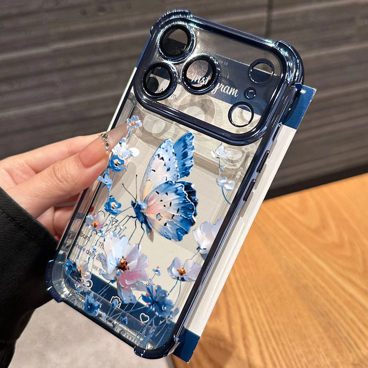 Elegant Flower Butterfly Plating Shockproof Phone Case Cover