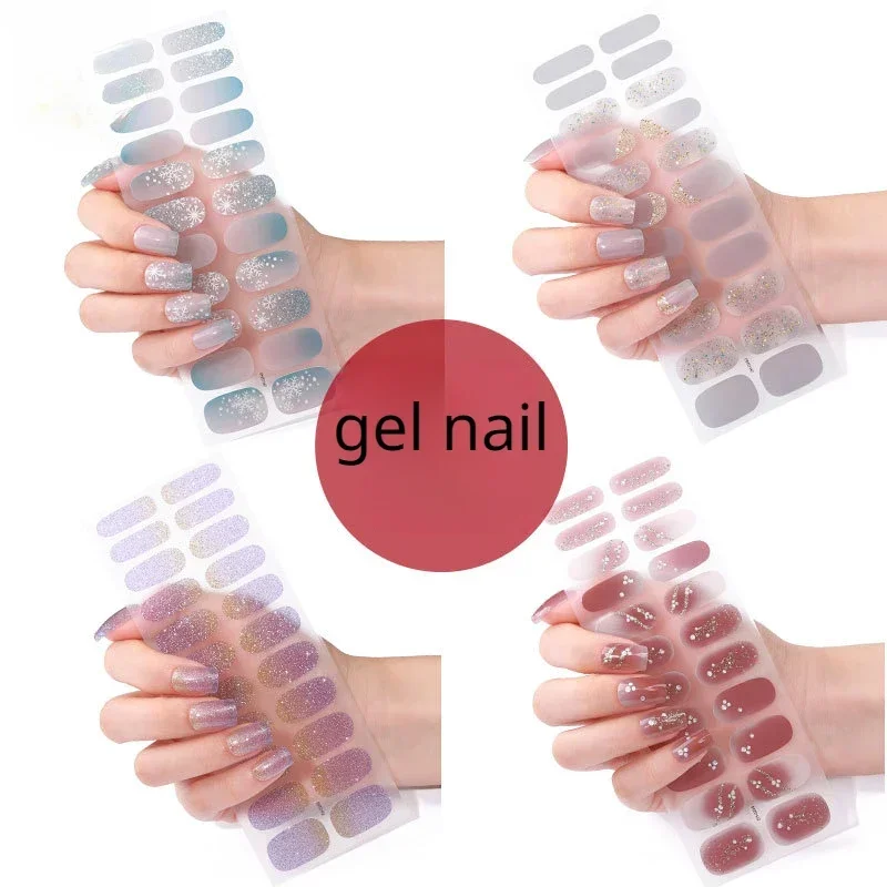 

22 наклейки для ногтей, Рождественская серия, оптовая продажа, градиентные блестящие водонепроницаемые 3D наклейки для ногтей с имитацией алмазов, гель-Стикеры для ногтей