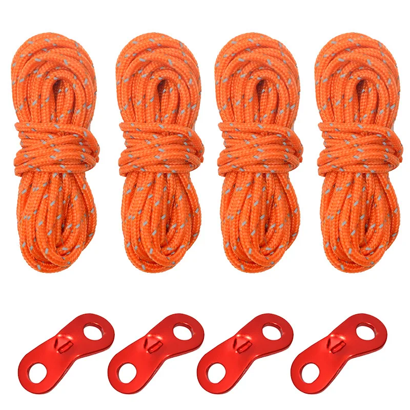 

Sky Curtain Ground Nail Fixed Pull Rope Polypropylene Reflective High Elasticity With Double Eye Wind Rope Buckle Luminous Rope