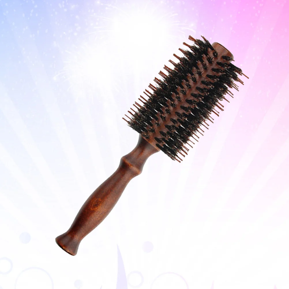 

2 Pcs Natural Wood Bristle Hair Combs Handle Hairdresser Curling Tools Anti-static Bamboo