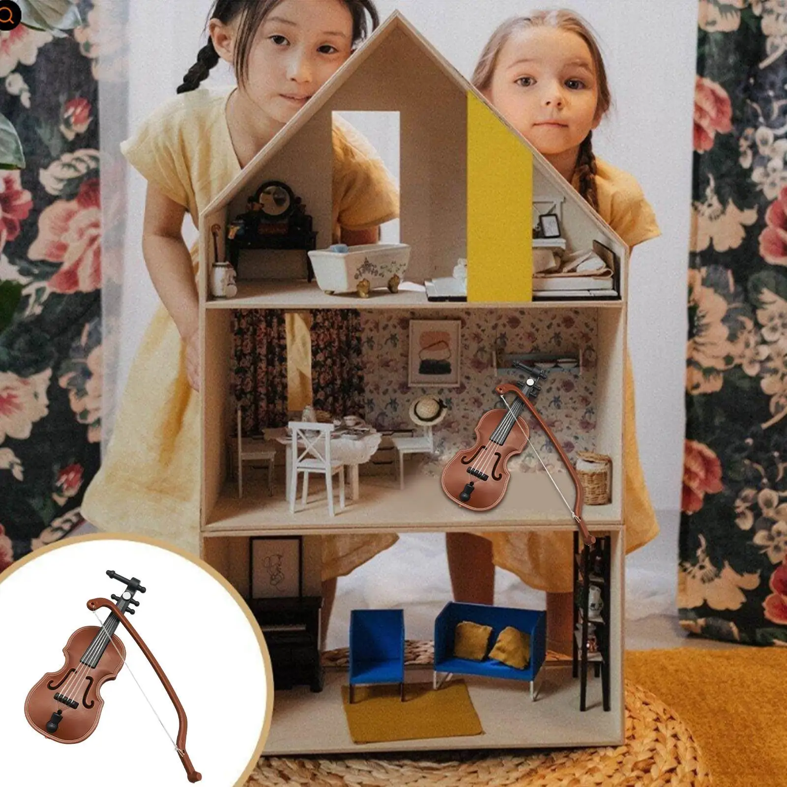 Violin Toy For Kids Mini Violin Ornament Polished Mini Violin Ornament Miniature Violin Musical Instruments For Home Decor ﻿
