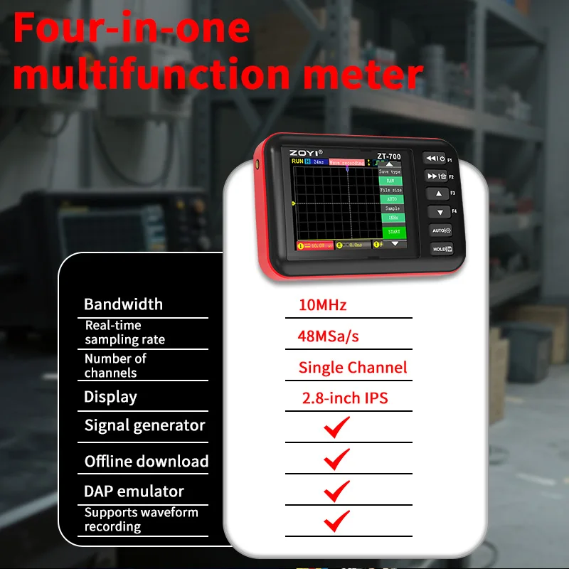 ZOYI ZT-700 4-in-1 Portable Oscilloscope 10M Bandwidth with Programmer Emulator Waveform Recorder Function 4