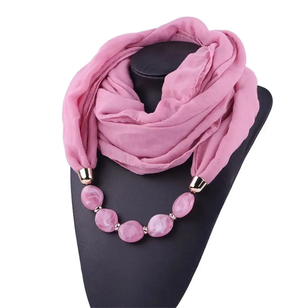 Scfb0604077d3454db9d79f10926e4194f 1Pcs Ethnic Women Scarf Resin Pendant Beaded Necklace Scarf Cotton Linen Head Scarves Costume Bead Decoration Accessories Mallzona