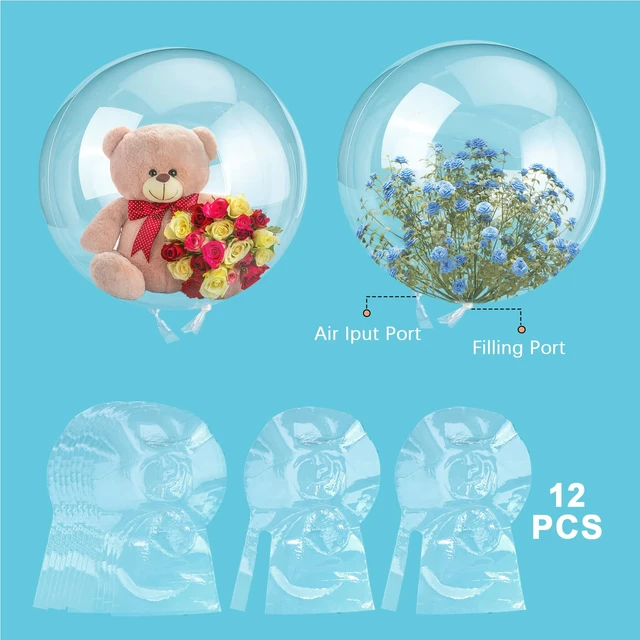 12PCS Large Clear Balloons for Stuffing Big Bubble Ballon Pre-Stretched  Transparent BoBo Balloons Valentines Day