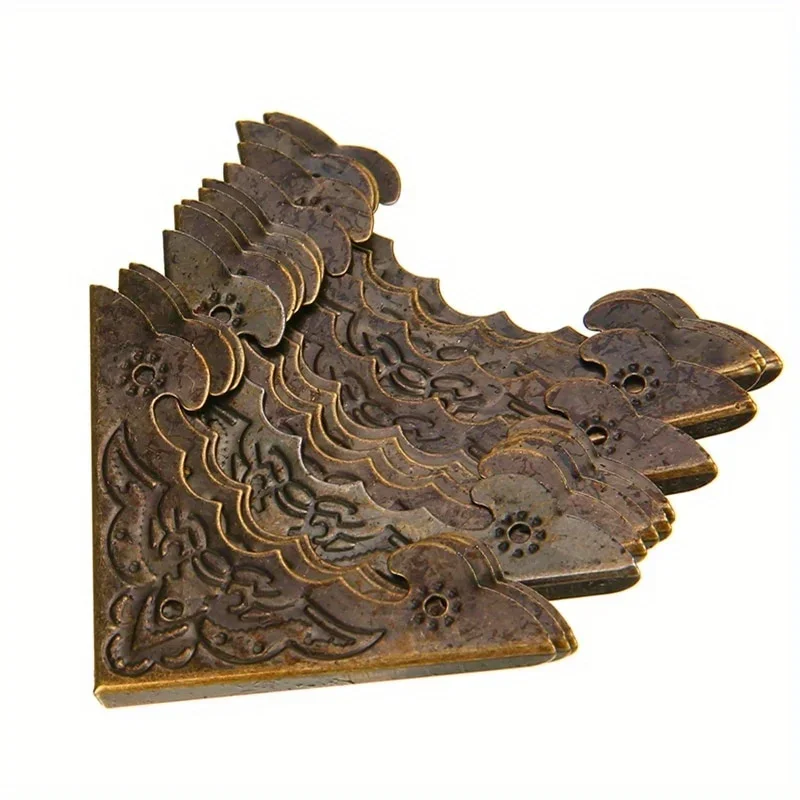 Furniture Corner Protector Antique Jewelry Box Corner Foot Wooden Case Corner Protector Bronze Tone Flower Pattern Carved Metal Crafts 20PCS