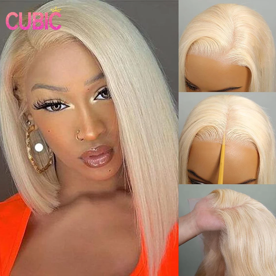 

14 Inch 13x4 613 Blonde Bob Hair Wig Human Hair Lace Frontal Wig Brazilian Straight Bob Wig Lace Front Human Hair Wig for Women