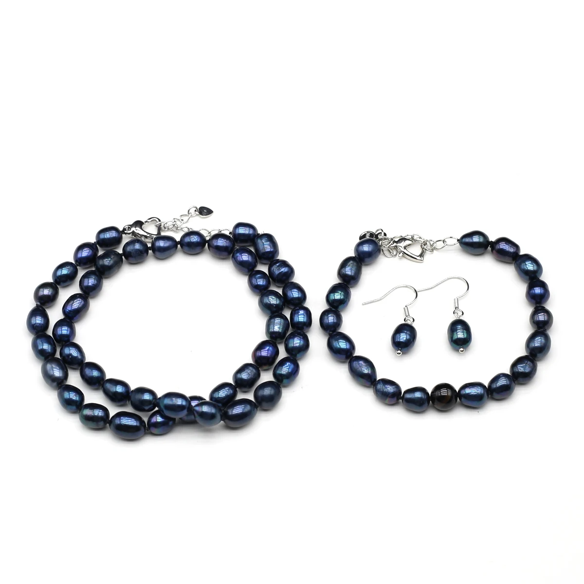 8-9mm 1Set Natural Freshwater Pearl Necklace Bracelet Baroque Round Pearls Beaded Beads For Jewelry Earrings Necklaces For Women