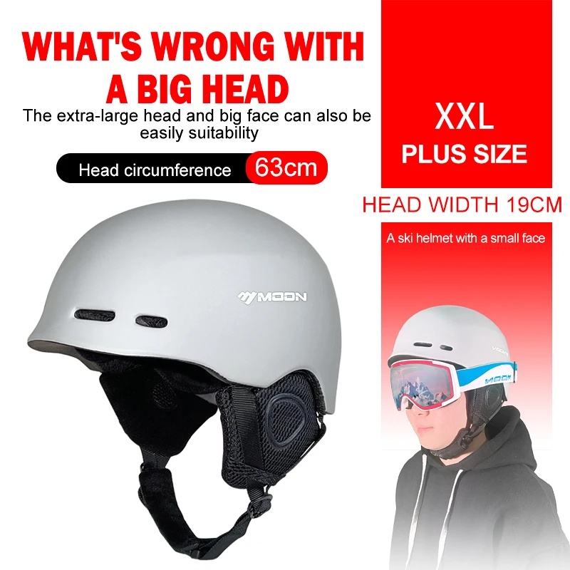 MOON-Removable Ski Helmet Safety Big Head Snowboard Helmet