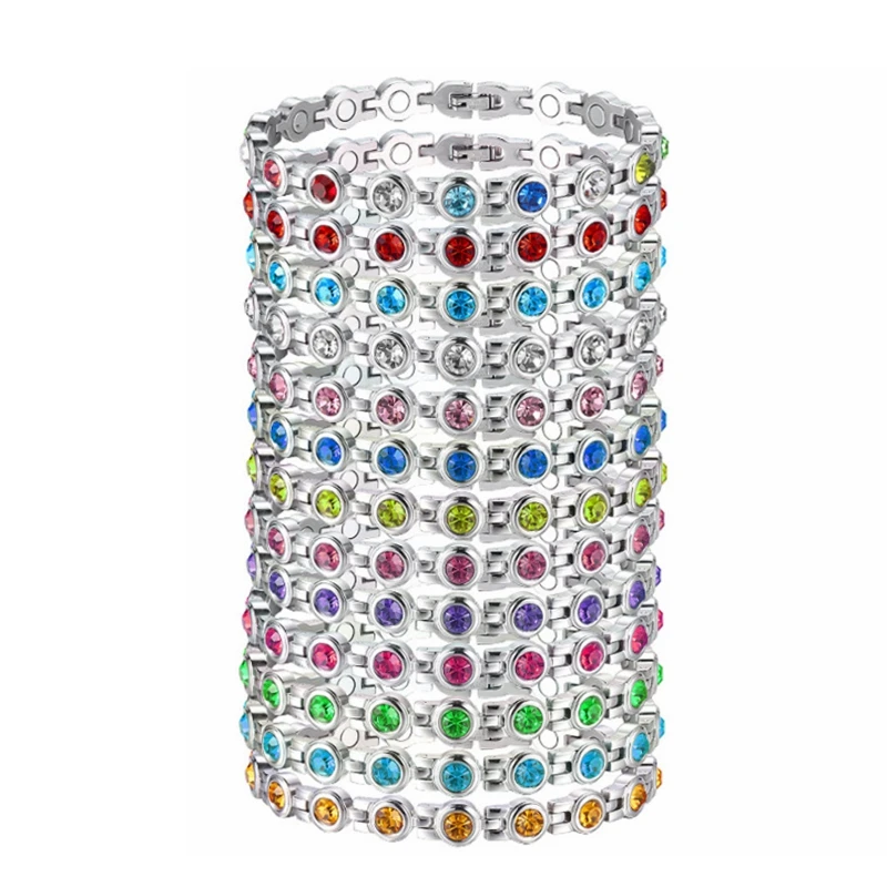 26Style Luxury Inlaid Cubic Zirconia Bracelet Healthy Therapy Energy Bracelets for Women Magnetic Weight Loss Rhinestone Jewelry