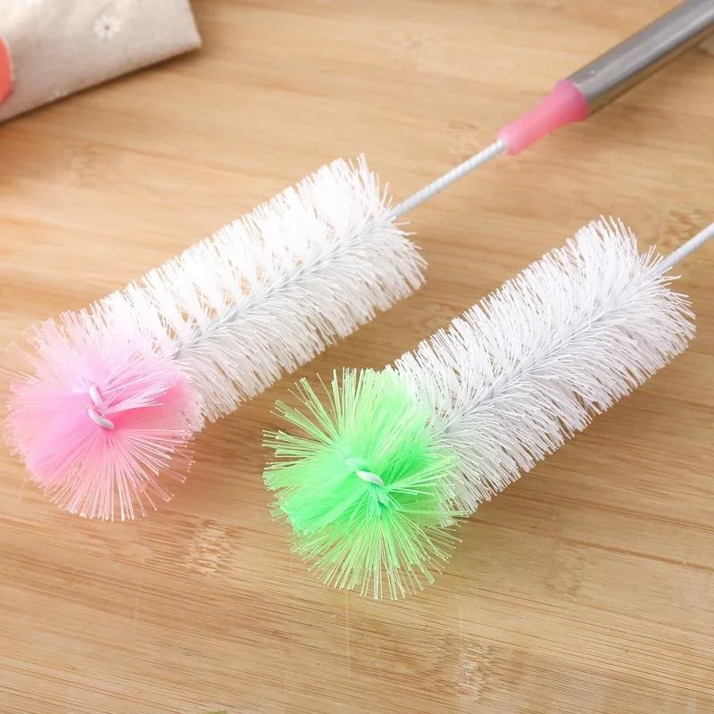 Round Head Bendable Long Handle Cup Brushes Bottle Brush Cleaning Brush Home Kitchen Gadget Random Color 5