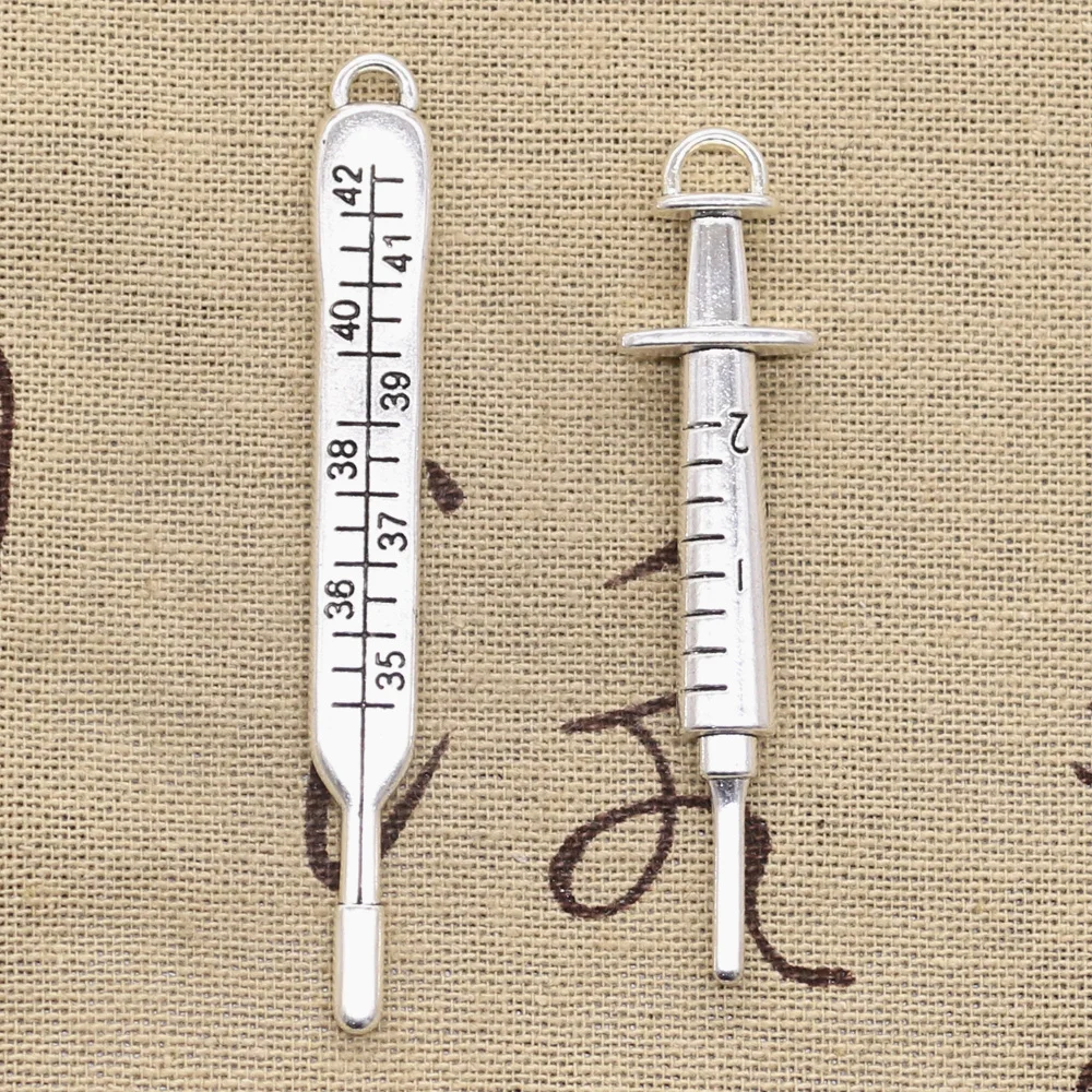 

5pcs Charms Doctor Syringe Temperature Antique Silver Color Pendants DIY Crafts Making Findings Handmade Tibetan Jewelry