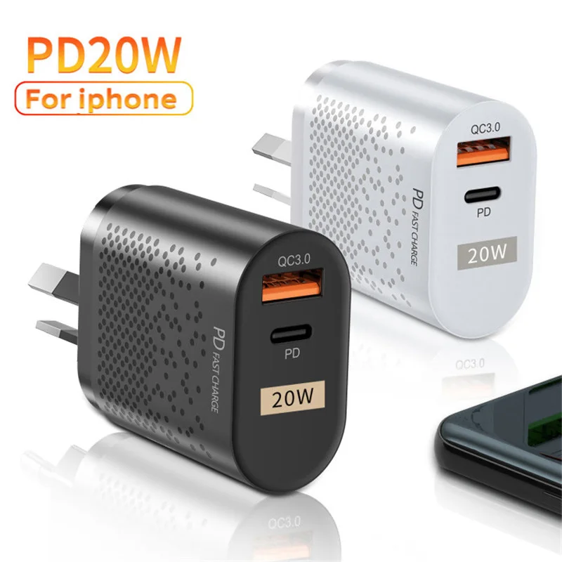 USLION PD QC 20W 고속 충전 USB 충전기, 여행용, 아이폰, 삼성, 샤오미, 화웨이, 휴대폰 태블릿 충전기, AU
