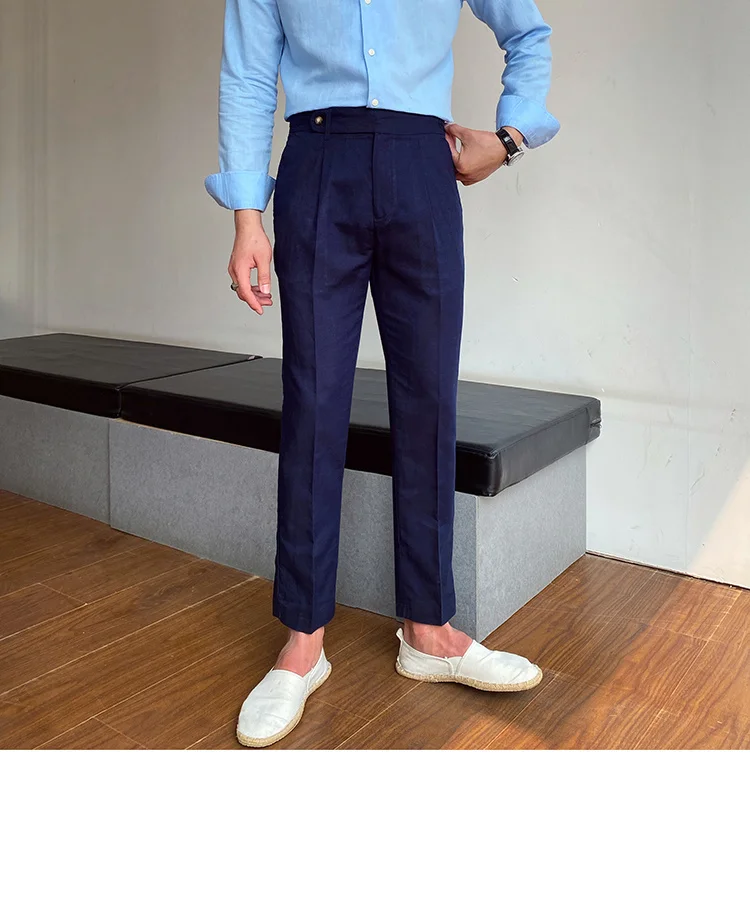 Mens Autumn Formal Pants High Waist Pants Casual Straight Pants Office Trousers Men Dress Pants Social Pantalones Hombre 2022 blazers