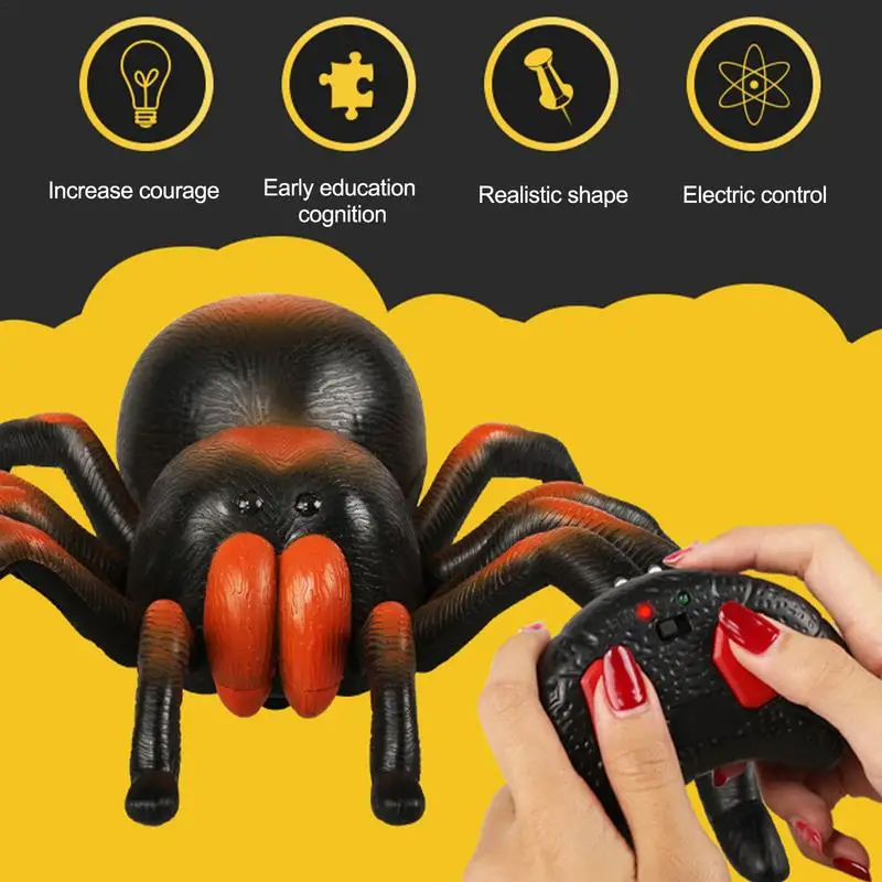 

Remote Control Spider Realistic Halloween Spider with Red Lighting Eyes Electronic Animal Toys Playsets Spooky Haunted House