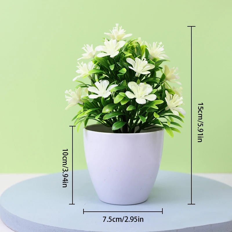 Artificial Flowers 1pc Five Leaf Plum Small Potted Plants Can Be Placed Indoors And Outdoors Suitable For Home Decoration