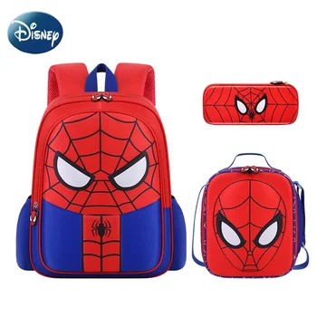 3pcs Marvel Spider-Man Backpack Casual Lightweight Cartoon Design Schoolbag- Includes Rucksack, Pencil Case, Lunch Bag 1