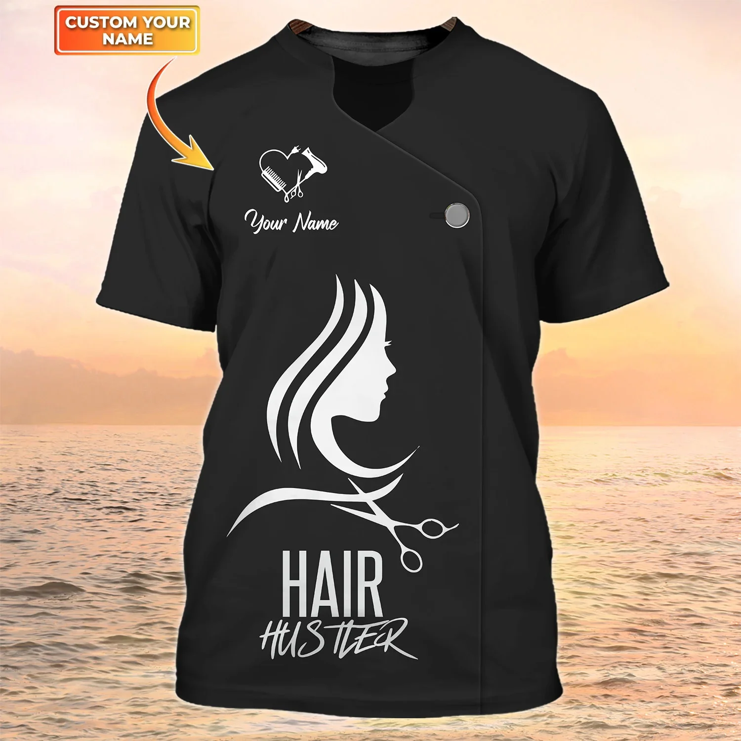 

Summer men's fashion T-shirt hairdresser custom name 3D printing round neck T-shirt Unisex Harajuku casual sports T-shirt top