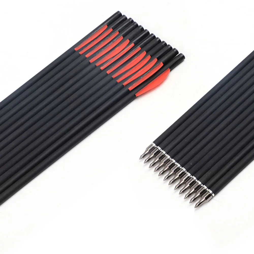 

12/24/48PCS 10inch ID6mm OD8mm Mixed Carbon Crossbow Arrows for Bow and Arrow Crossbow Hunting Archery