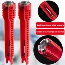 

NILIN 8 In 1 Flume Wrench Sink Key Anti-slip Multi Key Pipe Magic Wrench Kitchen Repair Plumbing Installation Wrench Tool Sets
