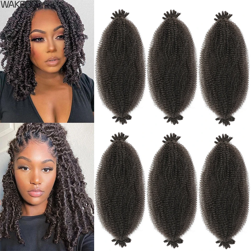 Marley Twist Braiding Hair Ginger Burgundy Ombre Brown Black Springy Afro Twist Hair PreFluffed Spring Twist Kinky Braiding Hair 4