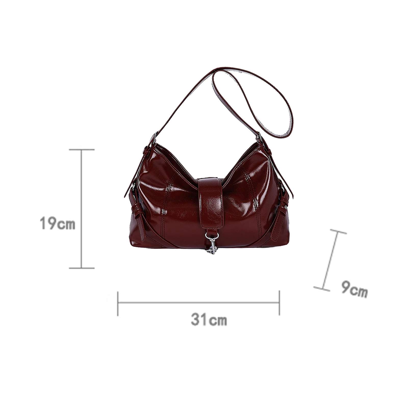 PU Leather Versatile Shoulder Bag Solid Color Casual Tote Bag Large Capacity Retro Crossbody Bag Evening Underarm Bag
