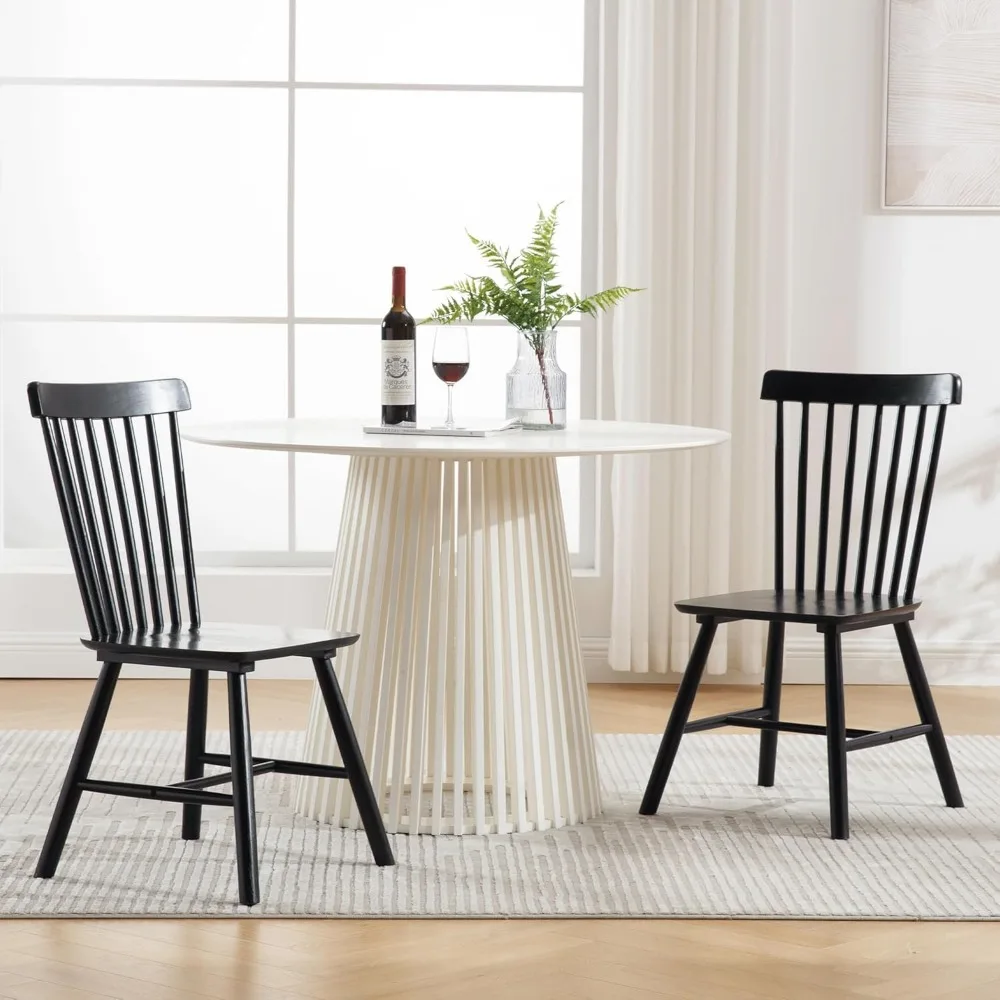 Windsor Dining Chairs Set of 6 Armless Dining Room Chair with Spindle Back,Farmhouse Side Chair,Solid Wood 3