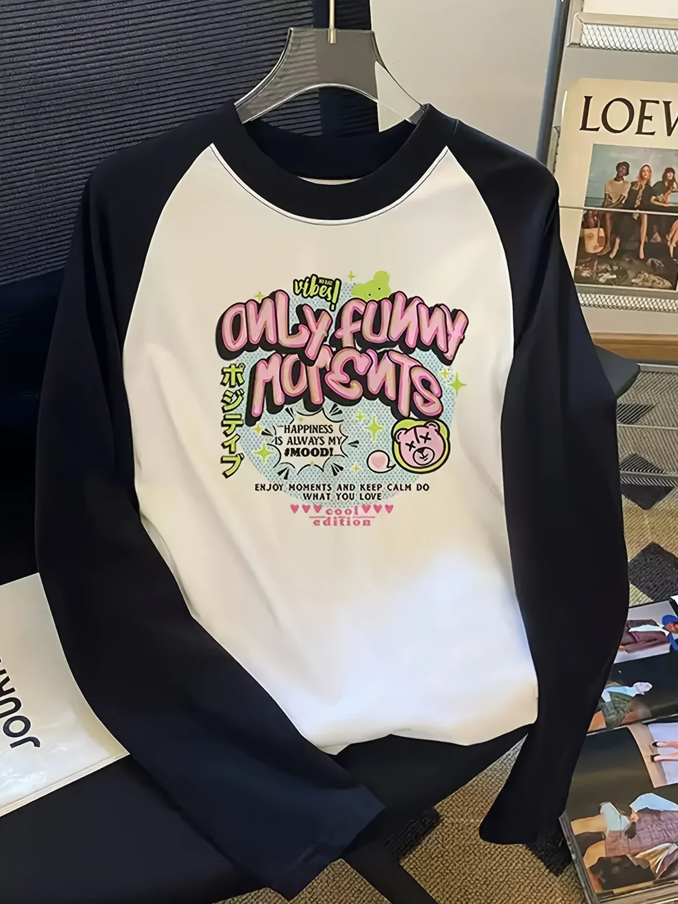 Y2K Unregelmäßiges Design, gespleißtes Farbblock-Langarm-T-Shirt für Damen, lustige Grafik-T-Shirts, Oberteile für alle Jahreszeiten, 90er-Jahre-T-Shirt-Kleidung