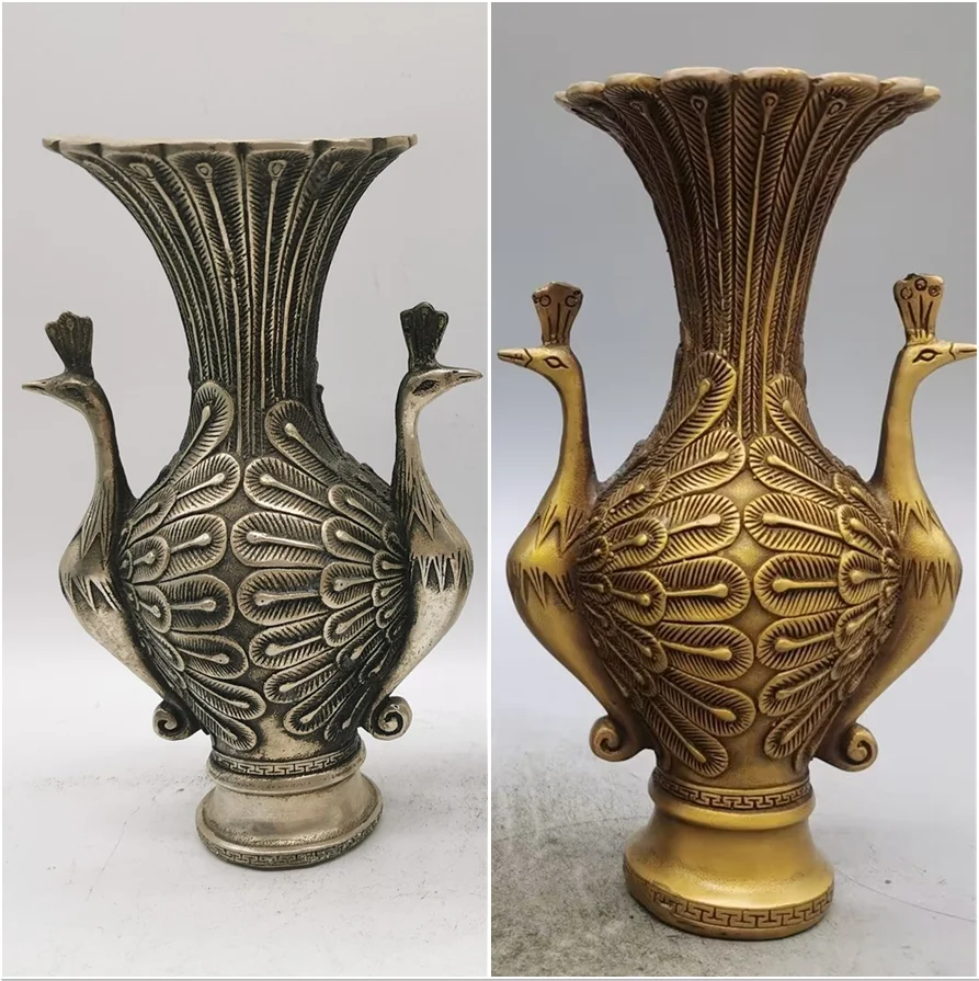 

Modern Vase Golden Peacock Sculpture White Vase Flower Pot Flower Basket Nordic Brass Home Decoration Ornament Flower Arrangemen