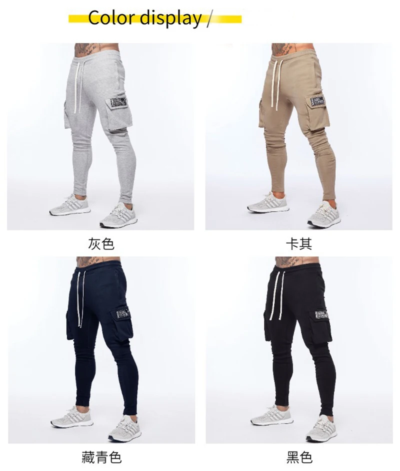 Autumn New Men's Jogging Sweatpants Cotton Pocket Design Running Cargo Pants Gym Men's Fitness Multi-Pocket-Style Training Suit fishing pants