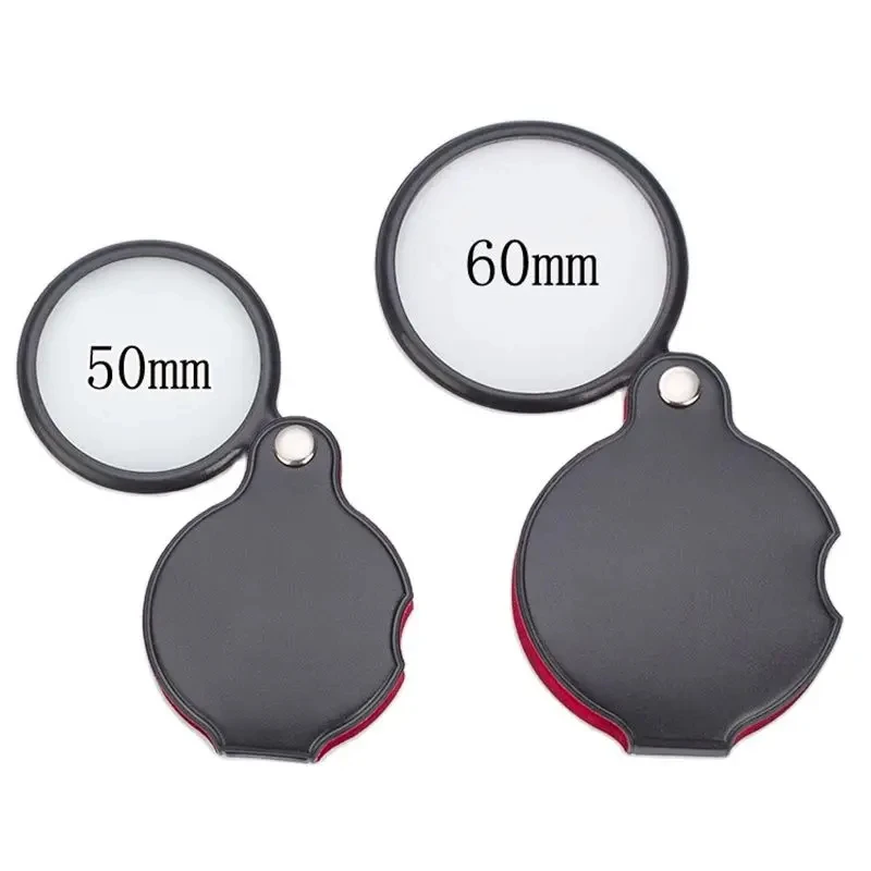 Portable Mini Magnifying Glass with Leather Case - Handheld 6/8X Magnification Lens for Reading and Jewelry Gifts
