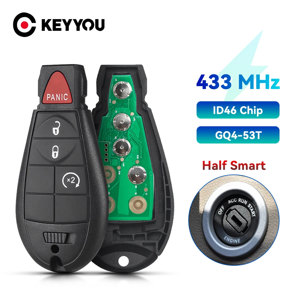 KEYYOU Half Smart для Dodge Caravan RAM 1500 2500 3500 4500 2013-2018 433/434mhz PCF7961A/ 46 | Автомобили и мотоциклы