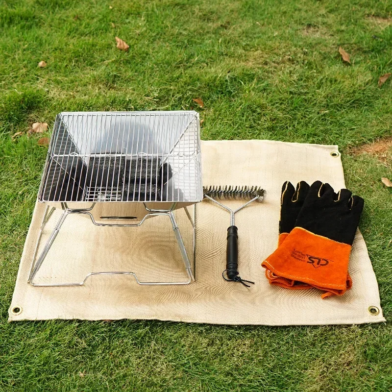 New Outdoor Camping Fireproof Cloth Picnic Barbecue Insulation Mat Flame Retardant High Temperature Fire Blanket Fiberglass Mat 5