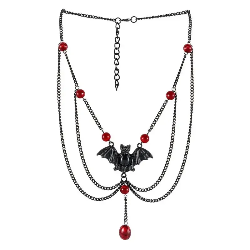 Gothic Black Moon Pendant Necklace For Women Personality Multilayer ...