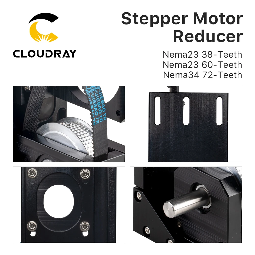 Cloudray 스테퍼 모터 감속기 Nema23 38-치아/Nema23 60-치아/Nema34 CO2 레이저 절단 및 조각 기계용 72-치아