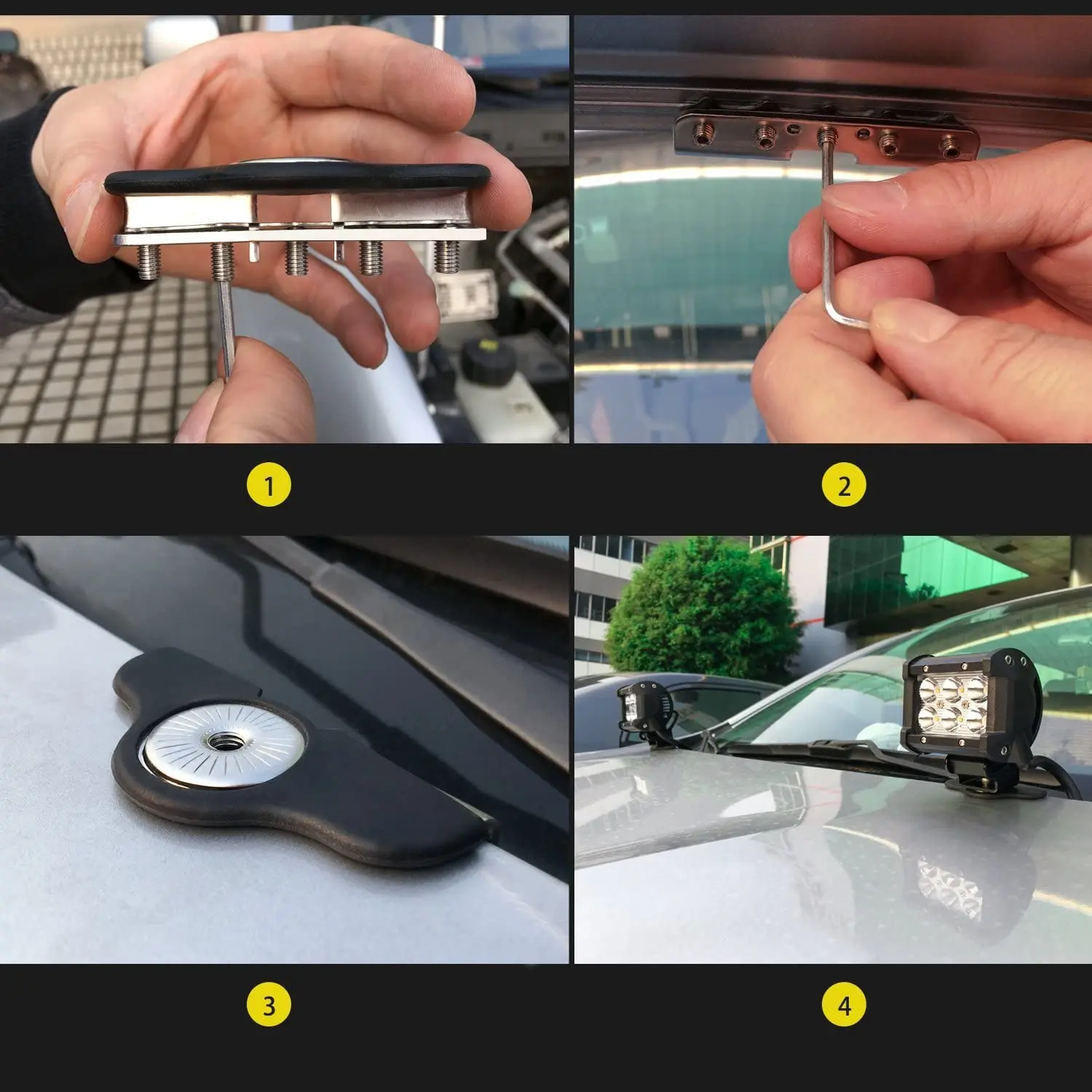 Car LED Bar Holder Mounting Bracket Auto SUV Off-road 4x4 Rotatable Light Mount Engine Cover Work Fog Lamp Hood Edge Clamp 1PCS car light bracket utv light bar mount