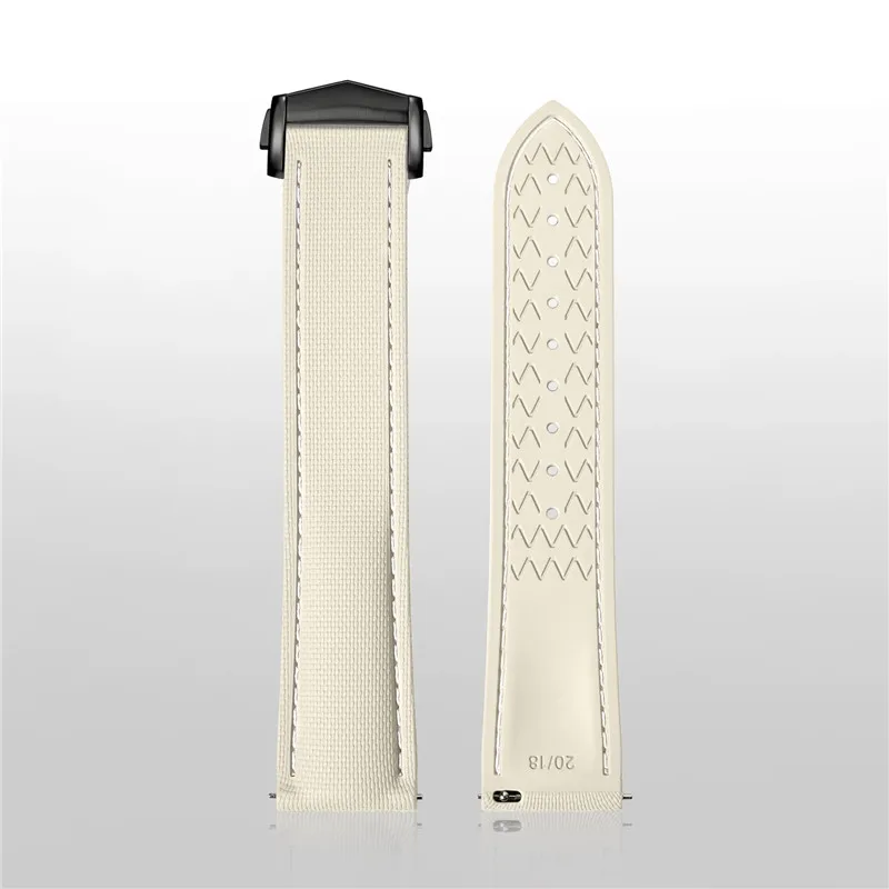 Universal Fluoro Rubber Watch Strap with FKM Deployant Buckle - Men's Sizes 18mm to 24mm