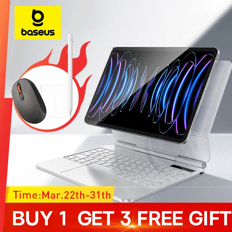 Baseus Magic Keyboard Tastiera Wireless Bluetooth Per Ipad Air Pro 11 12.9 10.9 10Th 6Th 5Th 4Th 3Rd Gen Per Ipad Case Cover