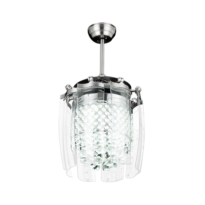 Promotion 42 Inch Folding Blades Hidden Blades Invisible Ceiling Fan With Crystal Chandelier