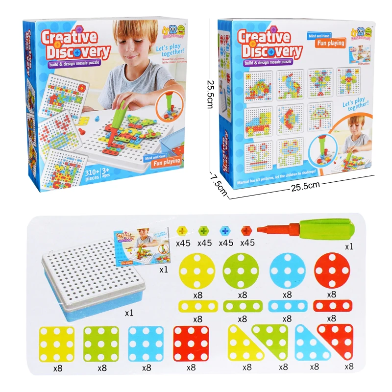 Creative Kids Electric Drill Toy Assembled Match Tool DIY Model Kit Building Educational Blocks Sets Toys For Boys Children Gift