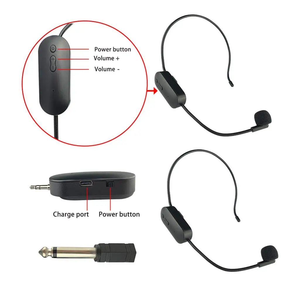 2.4G Wireless Head-mounted Lavalier Microphone Set Transmitter With Receiver for Amplifier Voice Speaker Teaching Tour Guide lavalier microphone wireless microphone headworn microphone