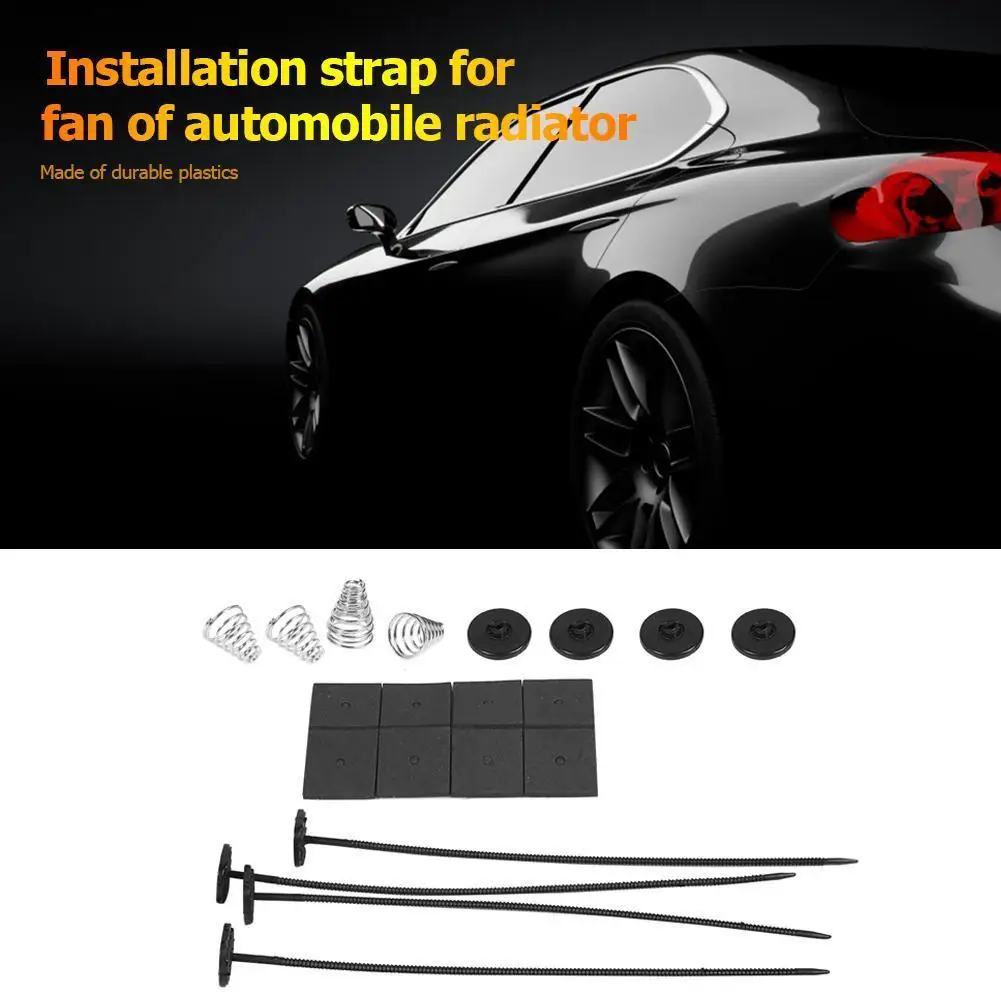 Radiator Fan Mounting Kit 2Pcs/Set Auto Car Universal Electric Radiator Fan Ventilador Mounting Kit 8x 9" Ties 16x Rubber Pads 8x Connectors Spring